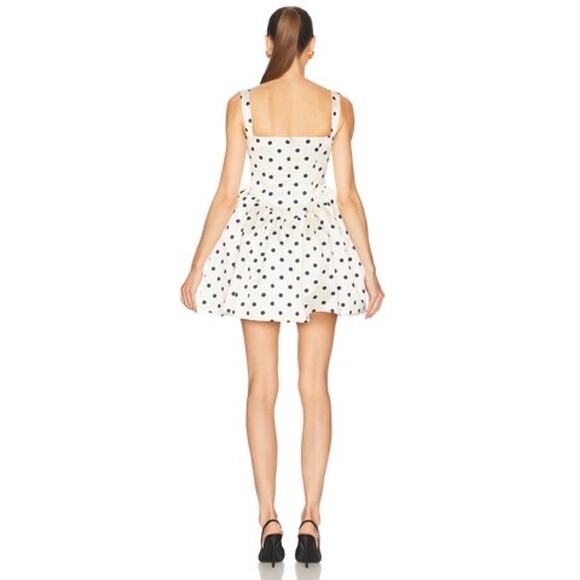 Self-Portrait Polka Dot Satin Mini Dress in Cream UK12/US8 - Picture 6 of 11